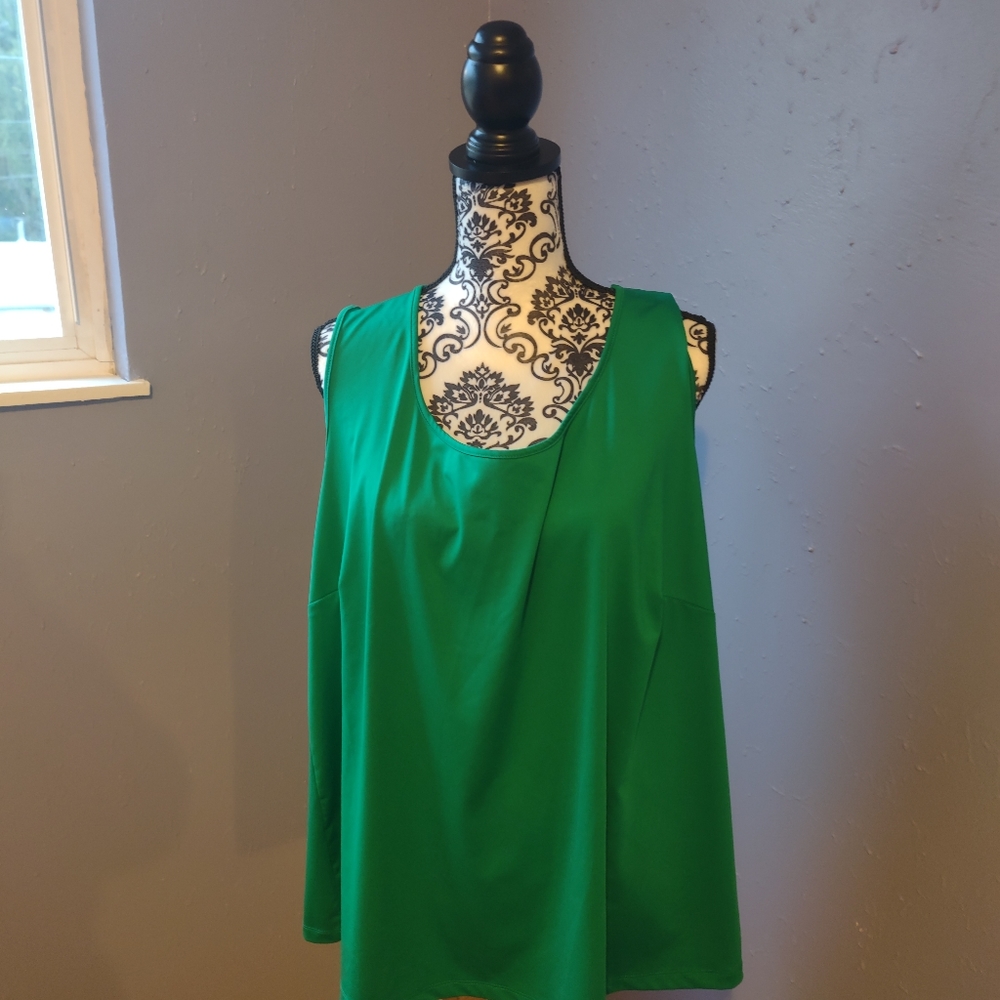 Catherines Green Stretch Layering Tank Top Sz 2X